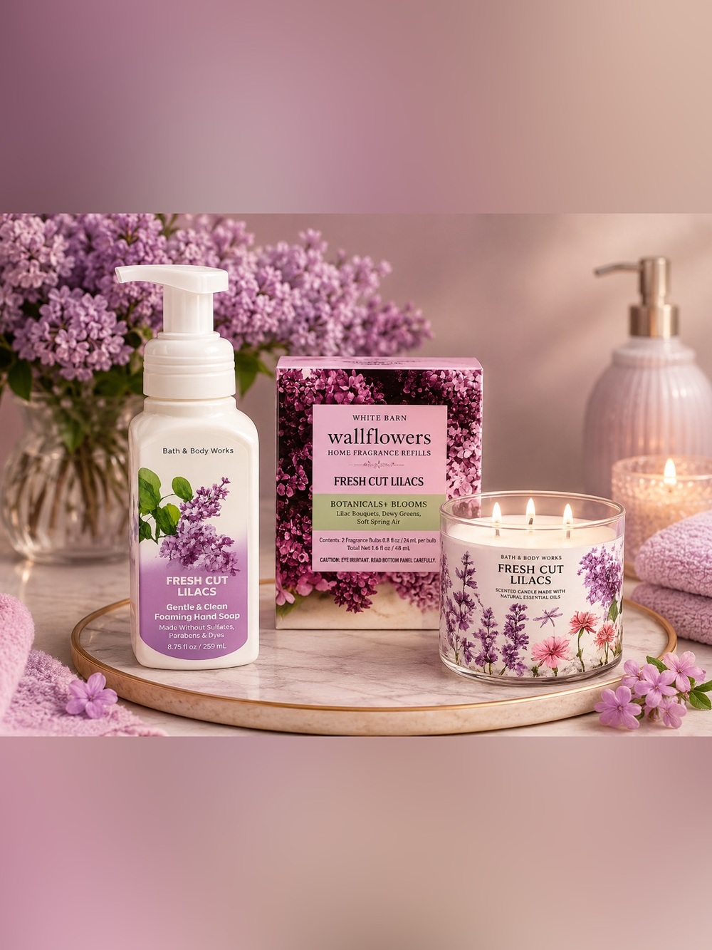 Bath and Body Works Fresh Cut Lilac Bundle